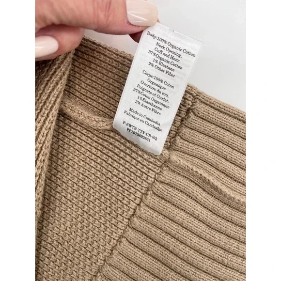 EVERLANE The Cotton Honeycomb Square Crew Textured Knit Sweater Size Large - Picture 9 of 9